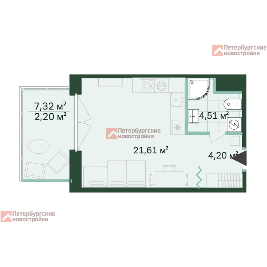 АН «Петербургские Новостройки» | Купить Студию 32.57 м2 в новостройке от  застройщика в ЖК Magnifika Residence у метро Площадь Александра Невского,  Новочеркасская, Ладожская